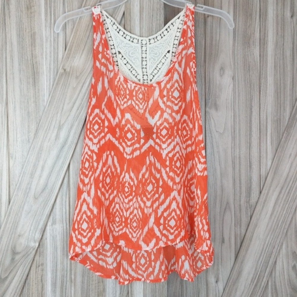 Annabelle Women's Geometric Shape Tank w/Lace Back Size Small